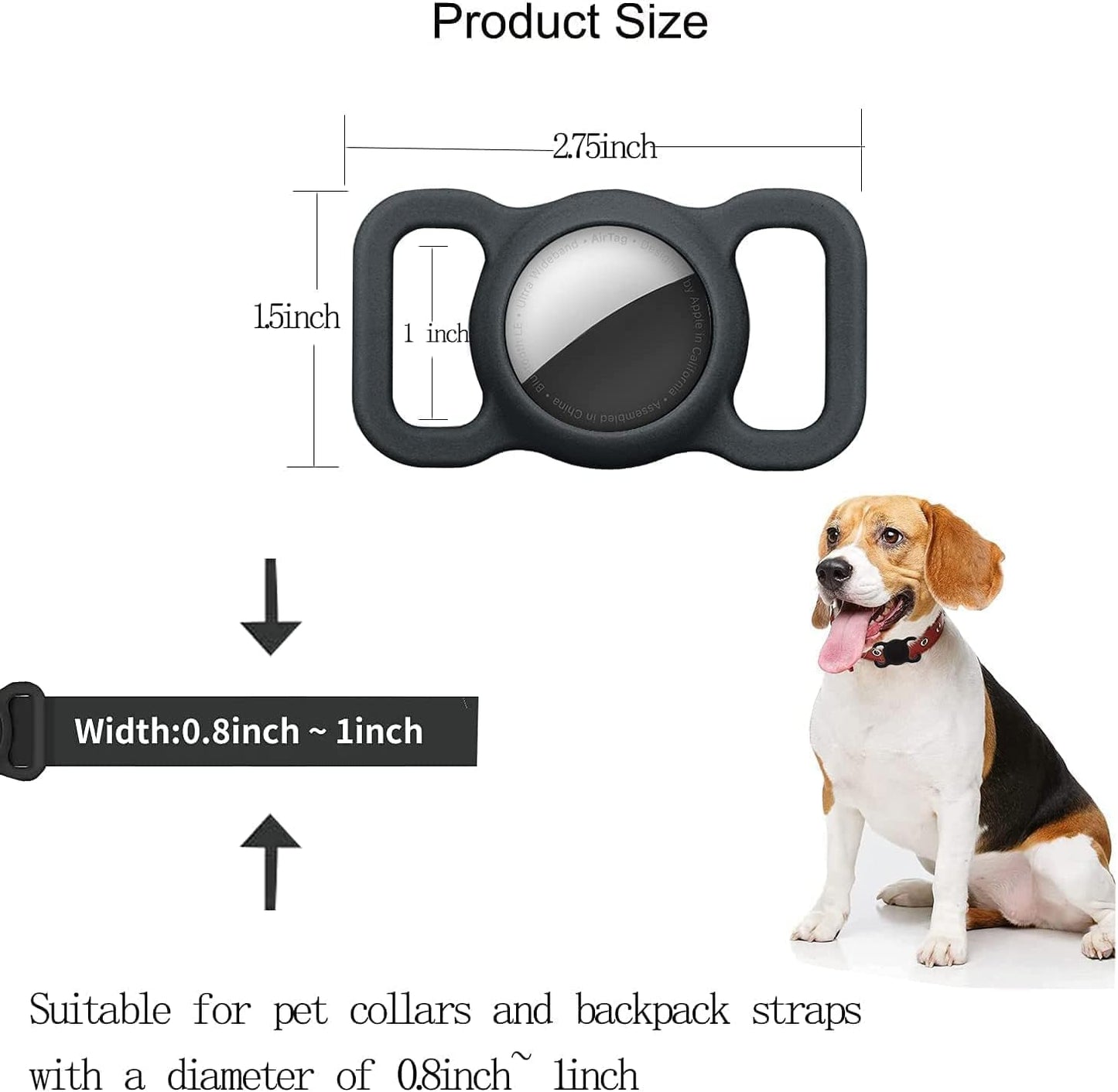 Air Tag Holder for Dog Collar,Safety Apple Airtag Tracking Locator Anti-Lost Tracker Finder Protector(Black)