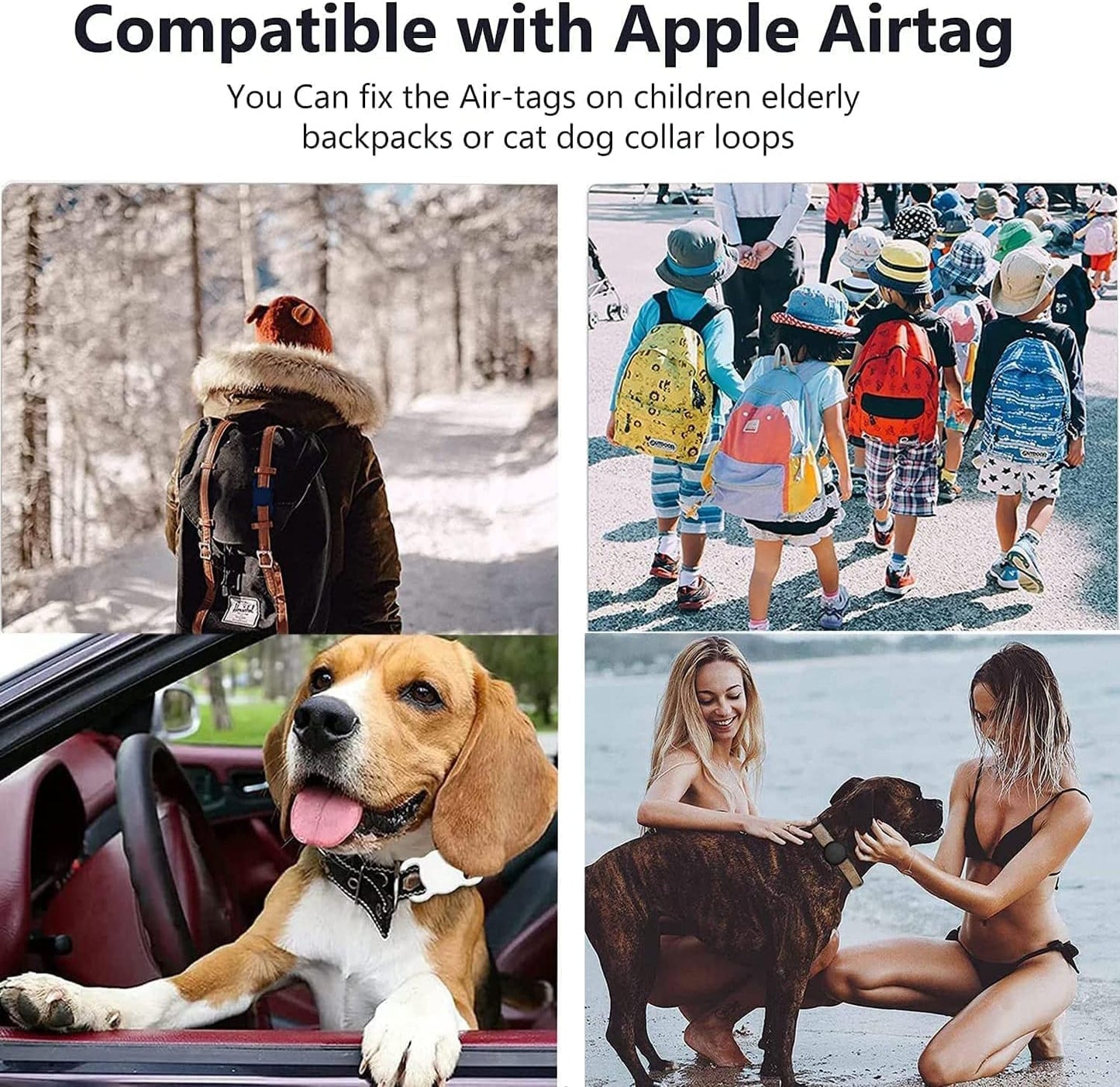 Air Tag Holder for Dog Collar,Safety Apple Airtag Tracking Locator Anti-Lost Tracker Finder Protector(Black)