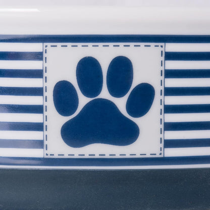 Paw & Patch Ceramic Pet Collection, Small Bowl, 4.25X2", Nautical Blue