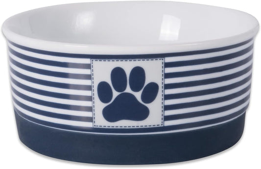 Paw & Patch Ceramic Pet Collection, Small Bowl, 4.25X2", Nautical Blue