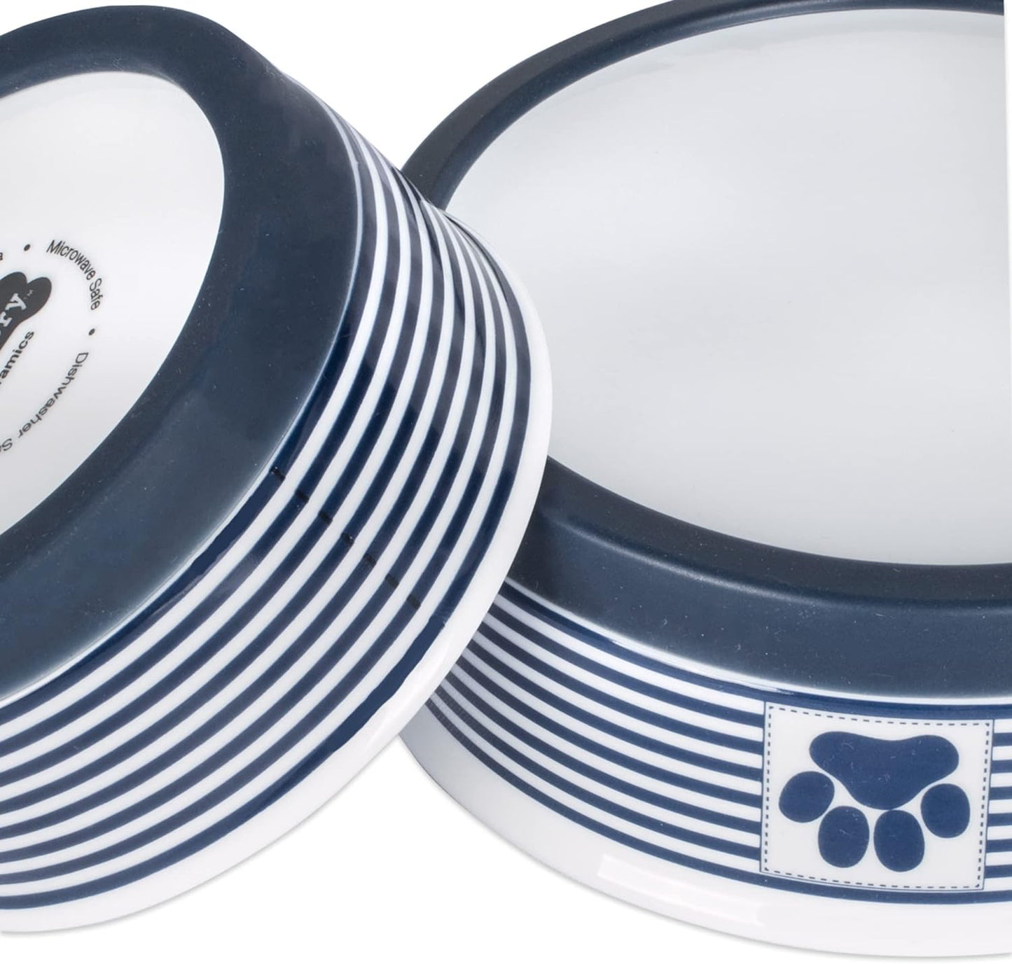 Paw & Patch Ceramic Pet Collection, Small Bowl, 4.25X2", Nautical Blue